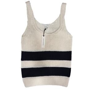 Banana Republic Striped Knit Tank Top Cream and Navy Blue Women's Size S